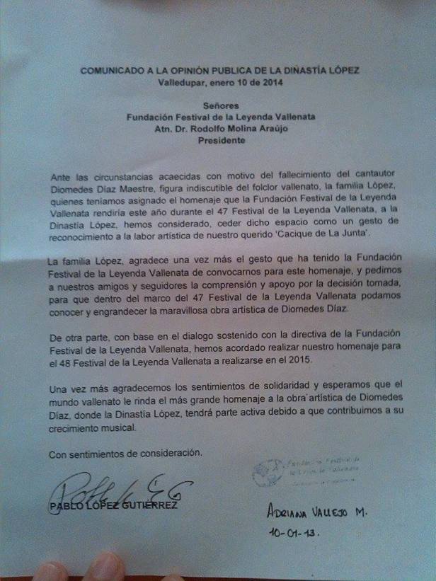 carta dinastía lopez