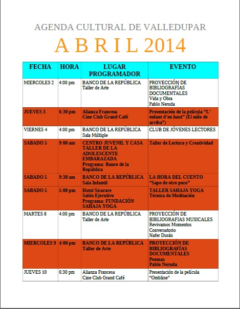 AGENDA VALLEDUPAR