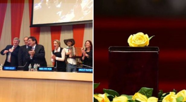 La embajadora colombiana, María Emma Mejía, cuarta de izquierda a derecha. Foto: ONU.