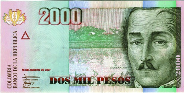 2005: Billete de $2.000 con Francisco de Paula Santander
