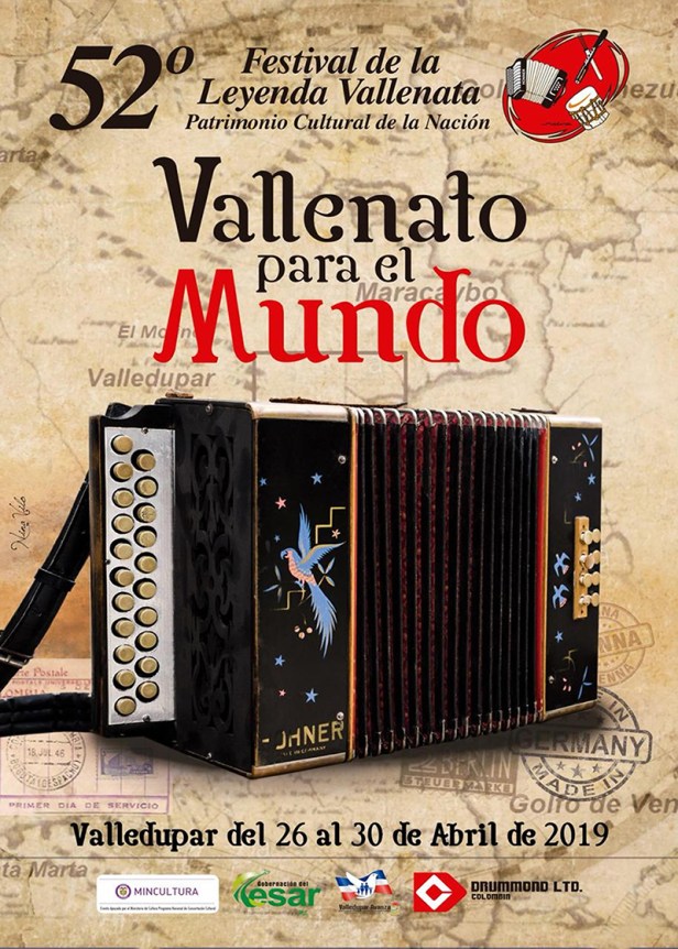 Afiche Promocional 52 Festival de la Leyenda Vallenata. Diseñadora, Geannina Torres Viloria