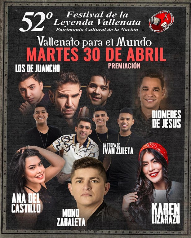 Parrilla de artistas 30 de abril Parque de la Leyenda Vallenata Consuelo Araujonoguera